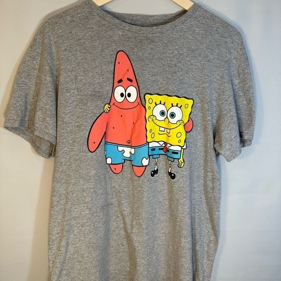 Nickelodeon SpongeBob Square Pants Mens Gray Short Sleeve T Shirt Size L - Picture 6 of 7